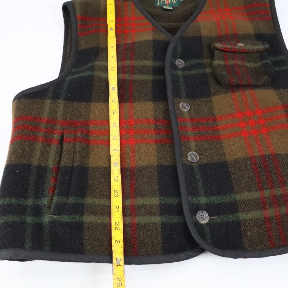 Vintage J. Crew Wool Sherpa Lined Hunting Vest Men's XL Wool Brown Plaid Oarsman - Picture 6 of 6